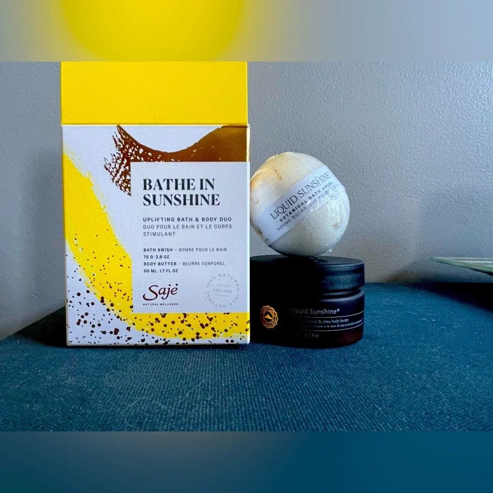 New Saje Bath in Sunshine bath & Body Duo with a bath bomb and body butter